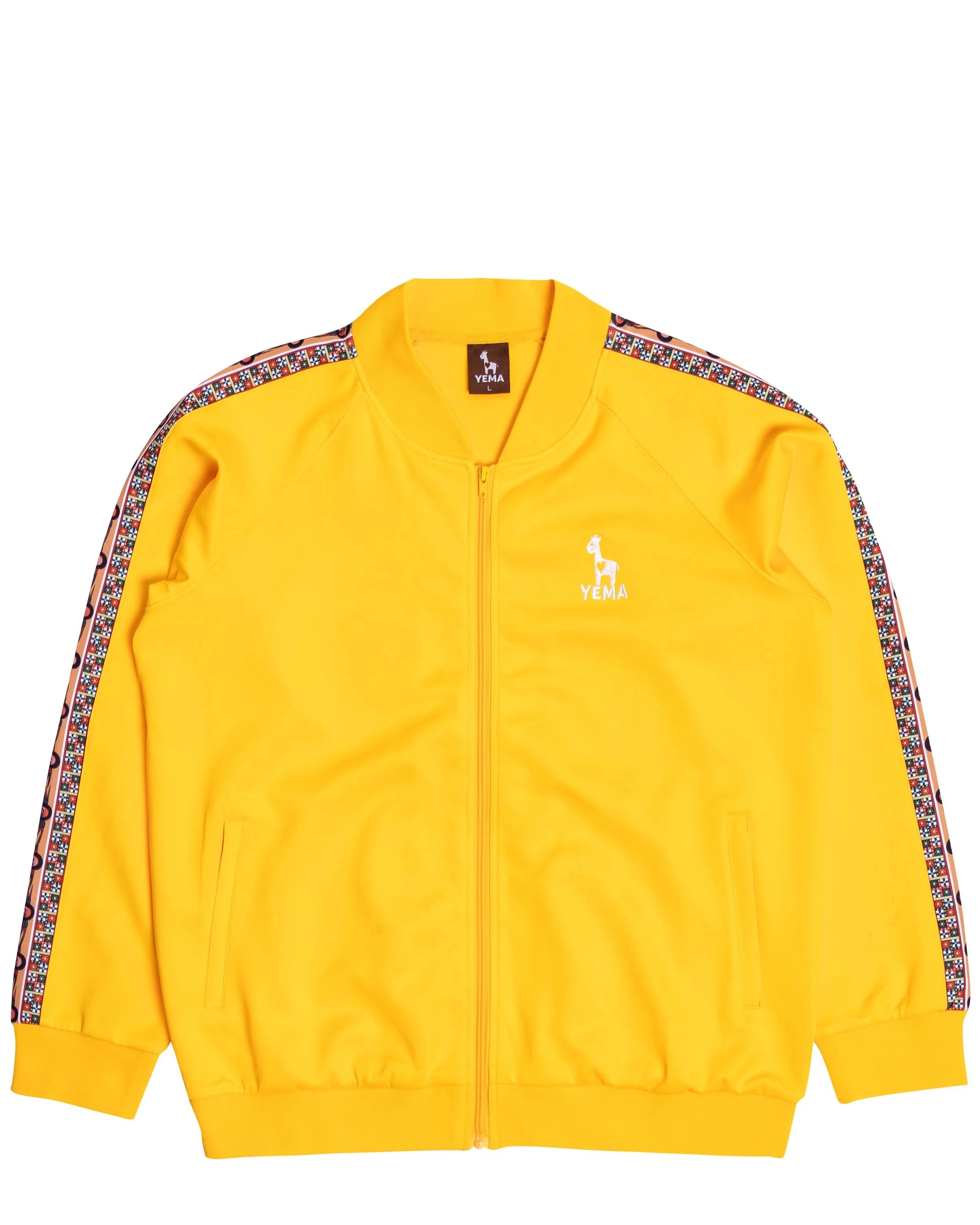 YEMA Classic track jacket in Addis Yellow featuring 17th century Abyssinian angels motif