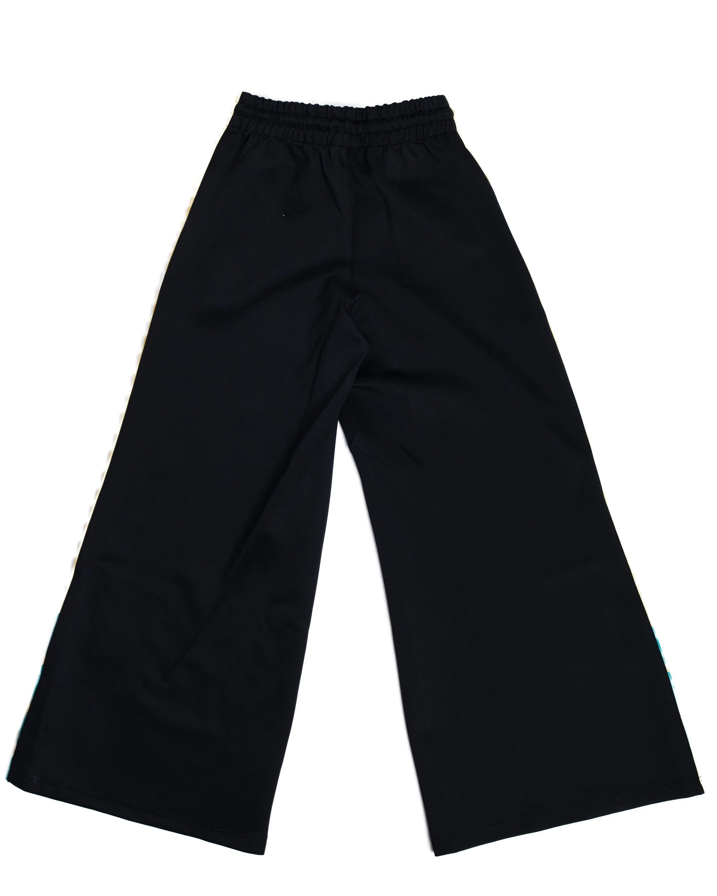 YEMA Jill Hamer pants in Addis Black featuring Amharic alphabets and Ethiopian motifs with wide relaxed fit