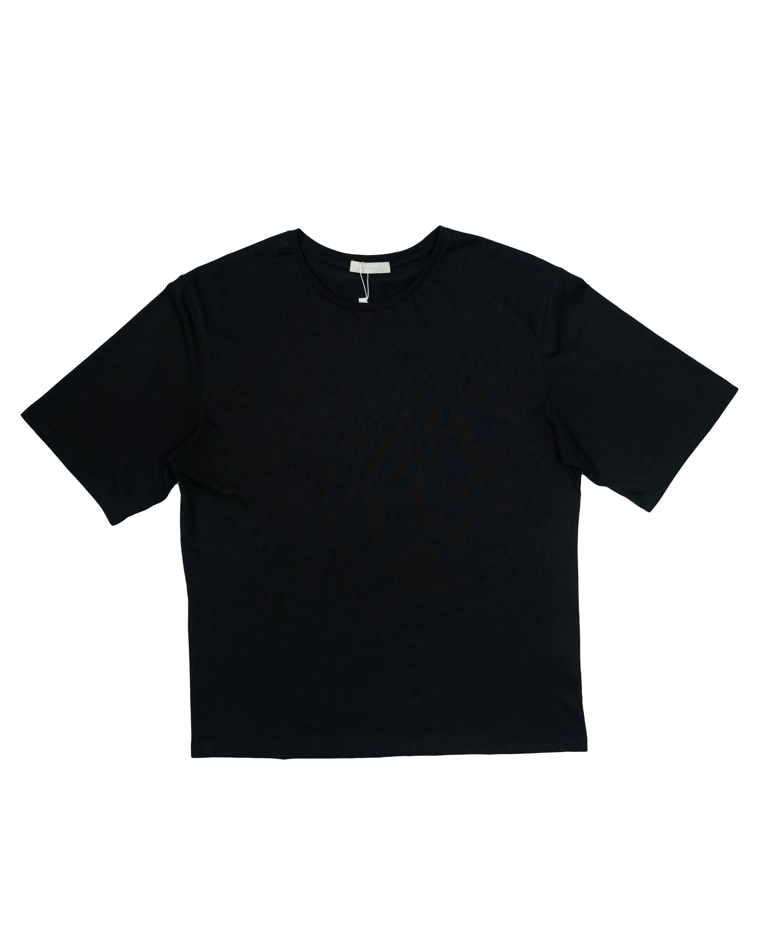 Back view of black SEE GOD tee showing YEMA KHALIF comfortable design