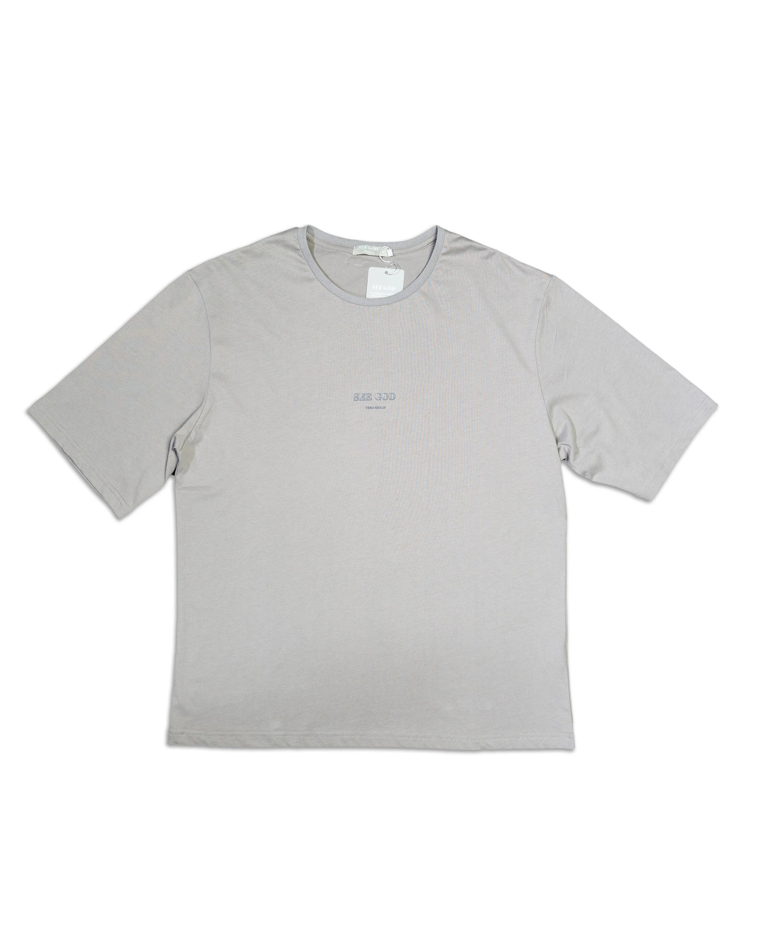 SEE GOD t-shirt in grey featuring signature logo and soft 100% cotton construction