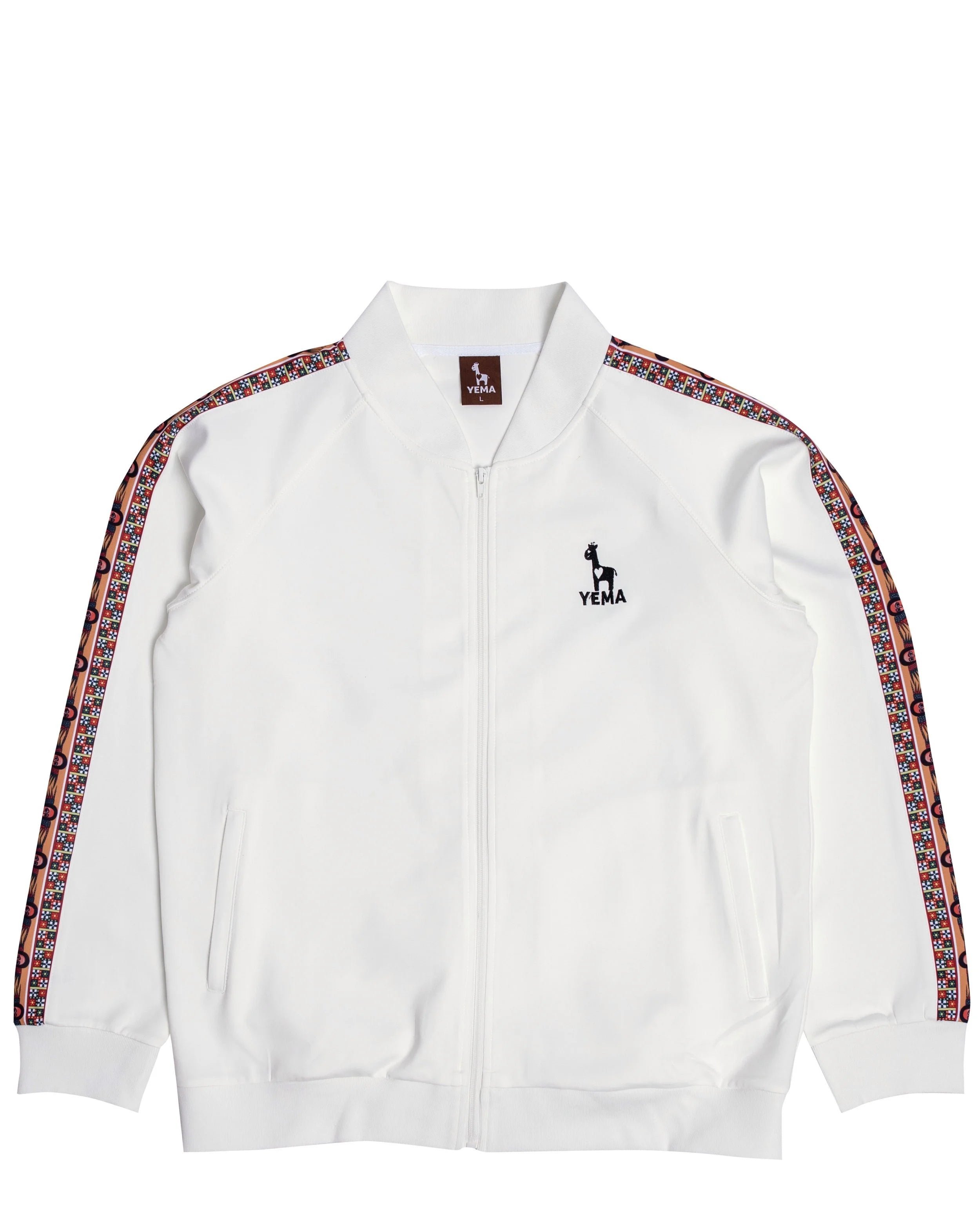 YEMA Classic track jacket in Off-White featuring 17th century Abyssinian angels motif