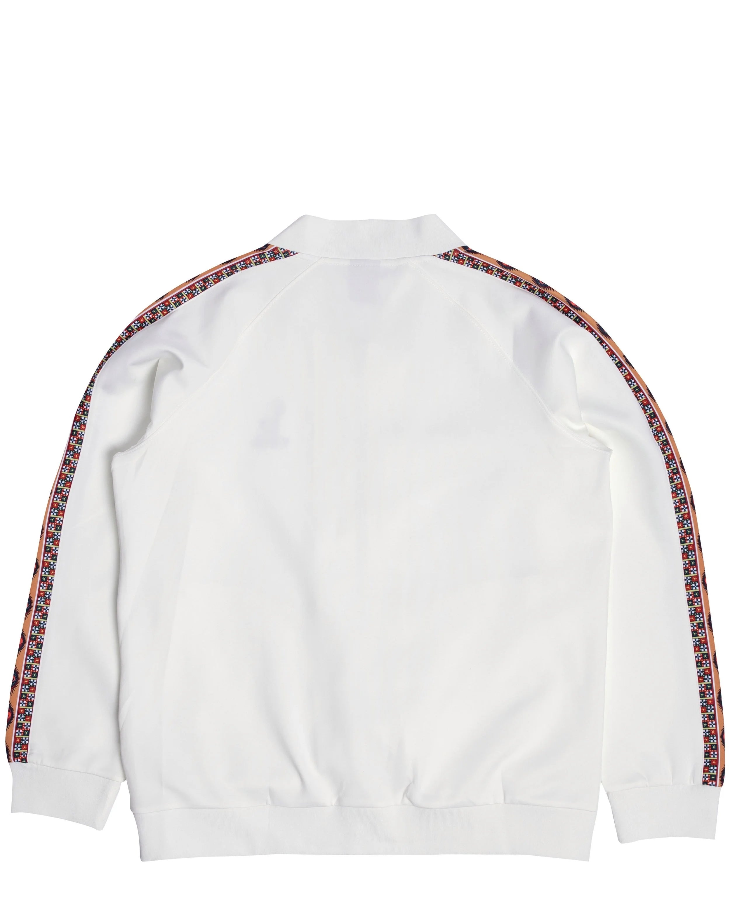 YEMA Off-White track jacket with Ethiopian heritage angels motif and relaxed sporty fit
