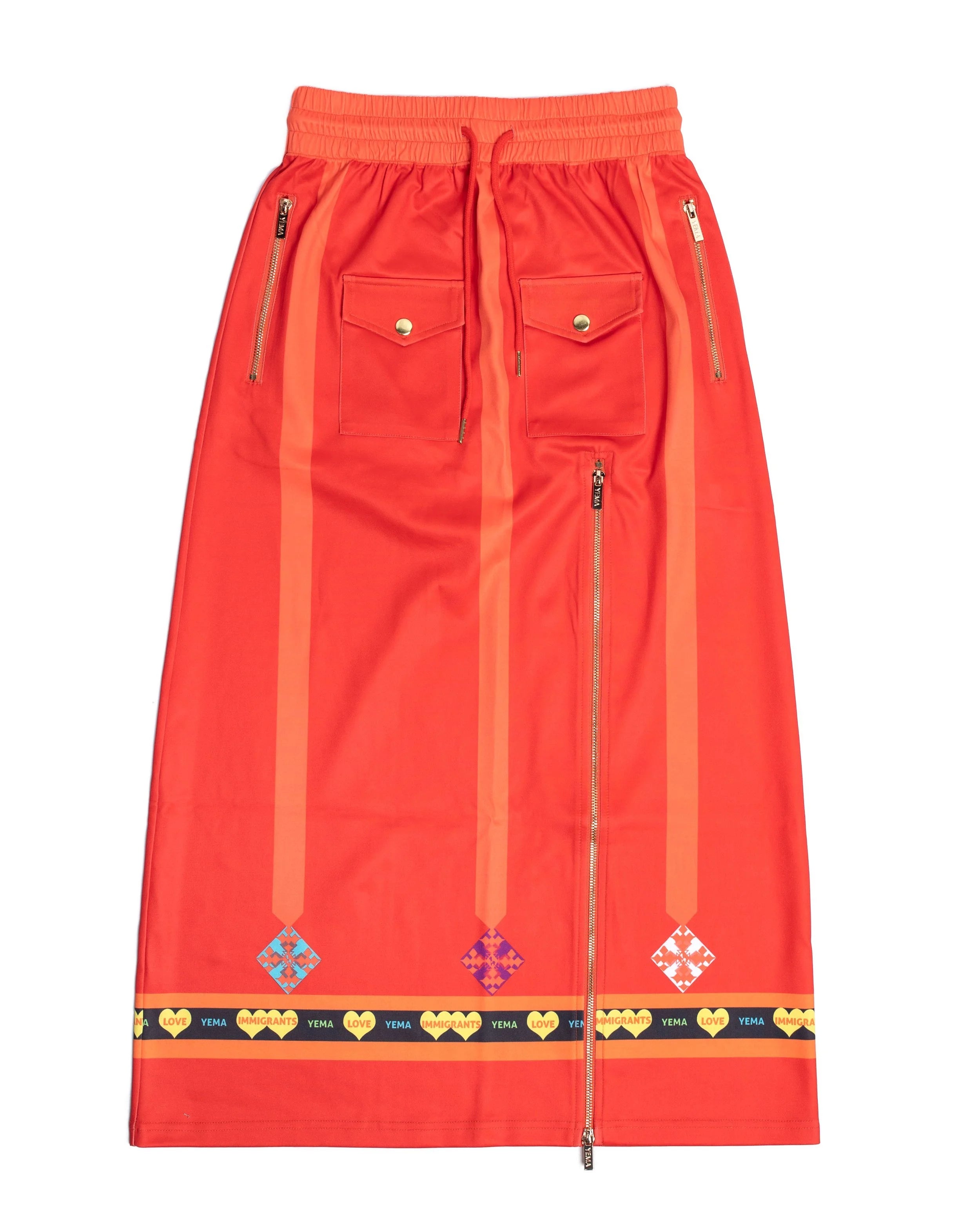 Front view of heritage skirt showing design lines of balance and double zipper closure