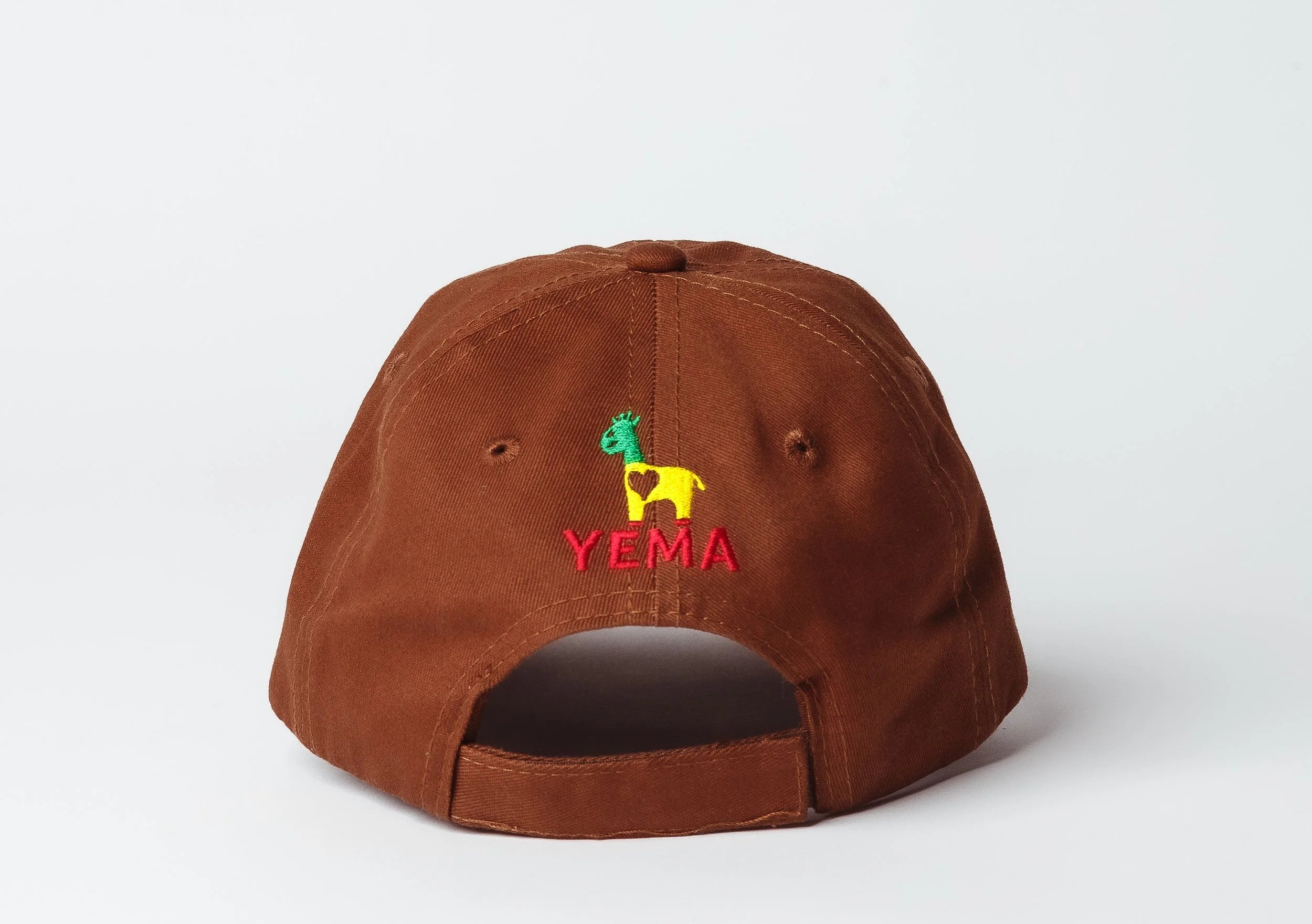 Back view of Shark Town Love cap showing YEMA logo embroidery and adjustable Velcro closure