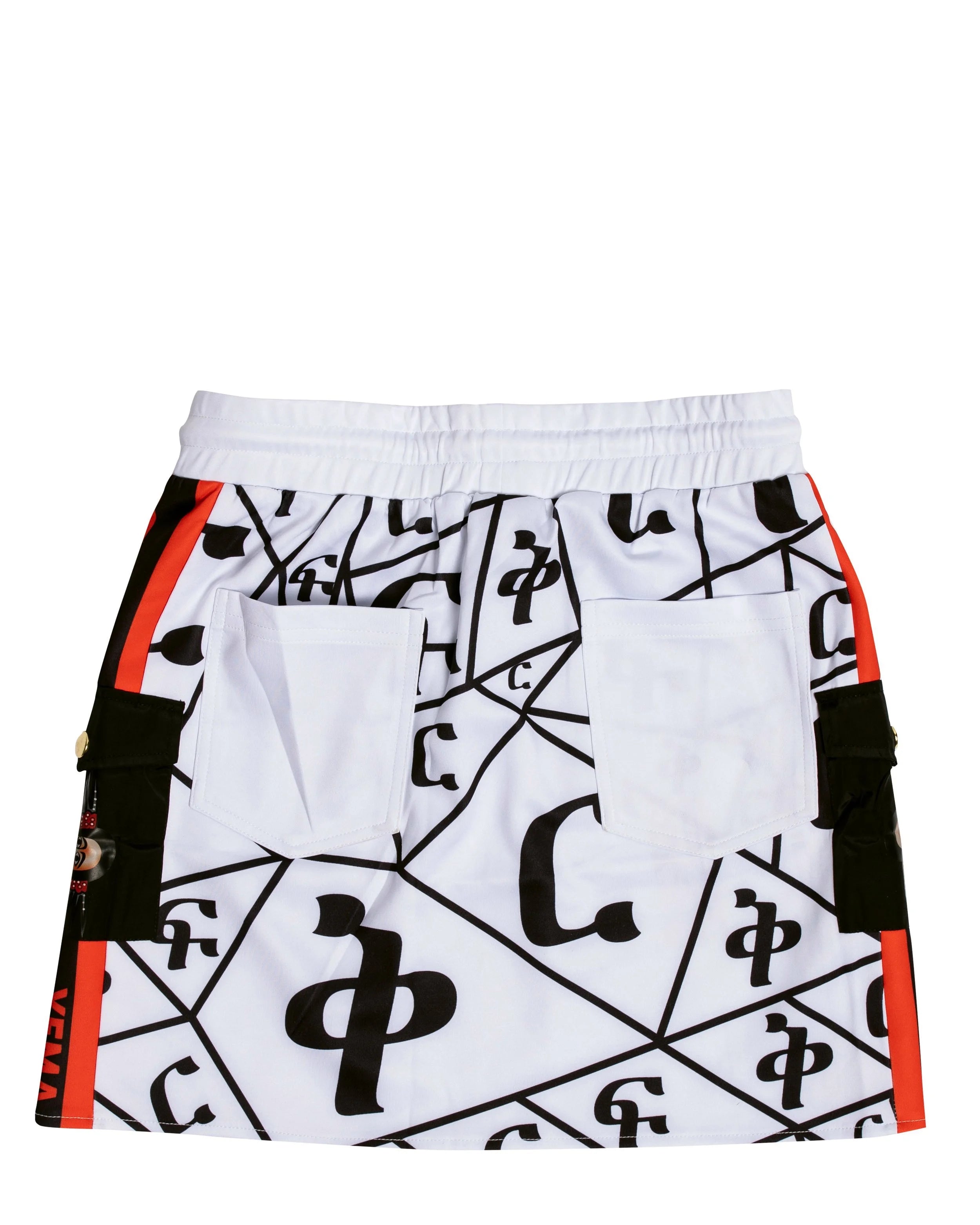 Ethiopian mini skirt with Fikir pattern and functional front and back pockets in polyester