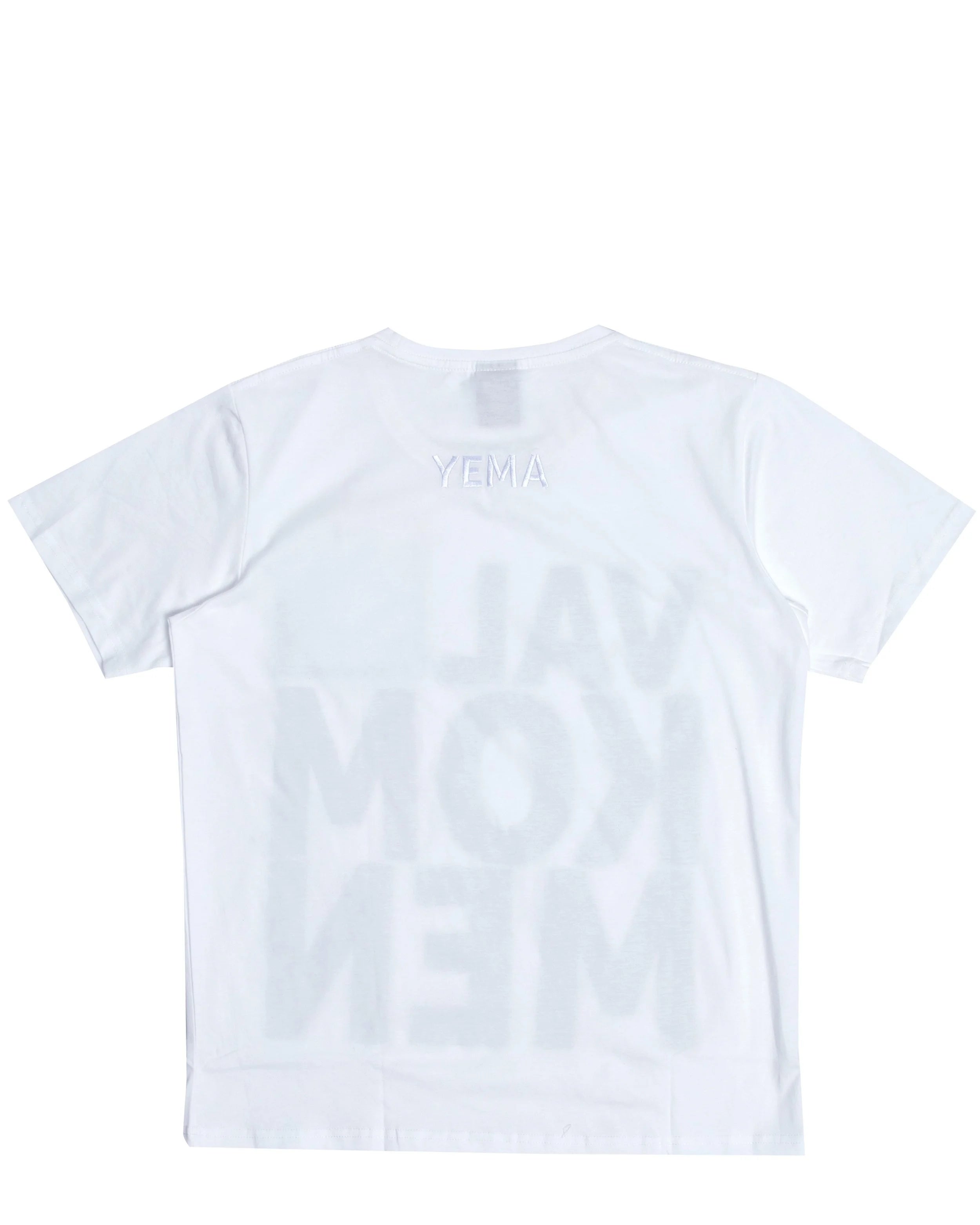 Back view showing high-quality YEMA embroidery logo on ribbed cotton construction