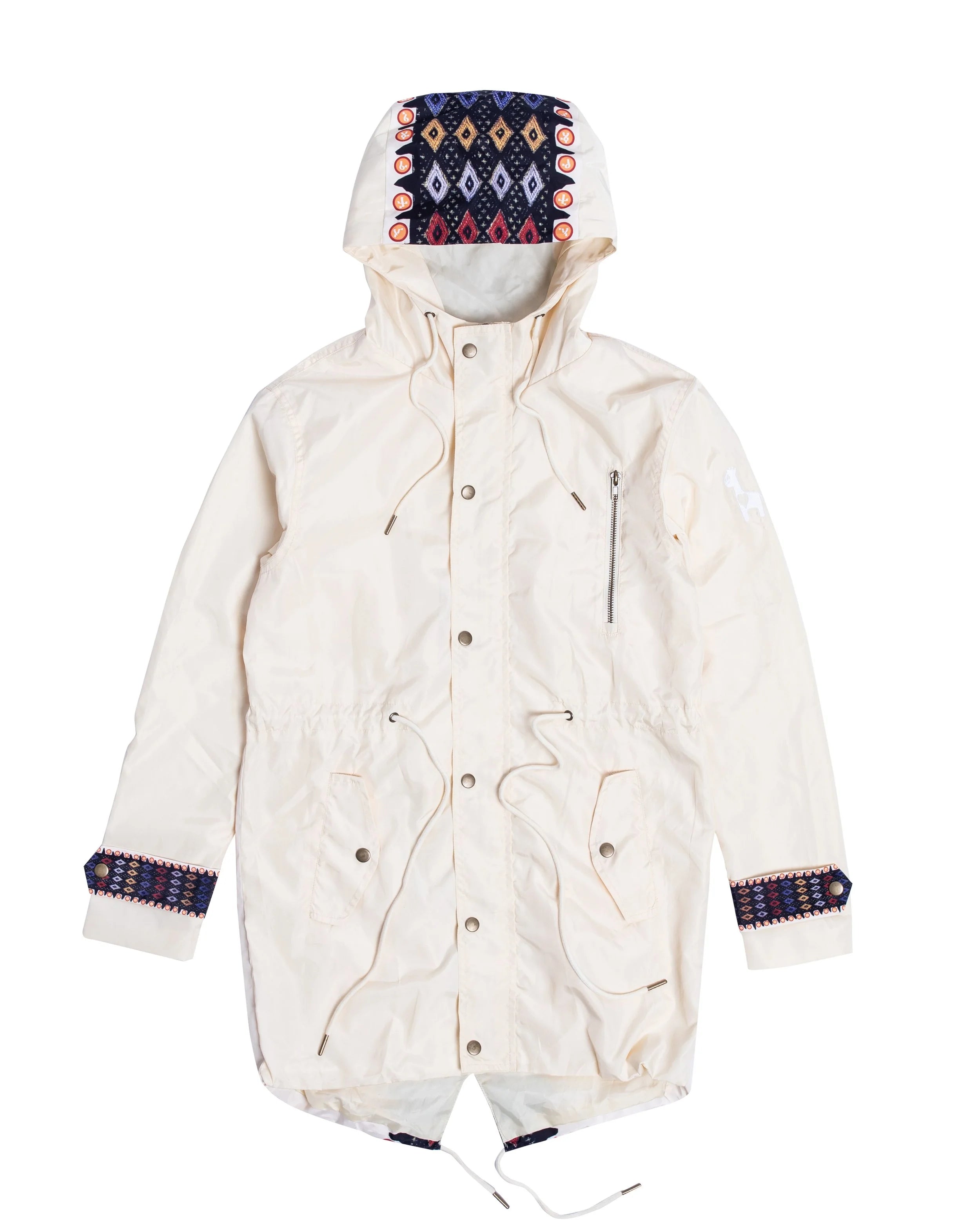 YEMESKEL waterproof parka jacket in Lalibela with Ethiopian Meskel cross motif